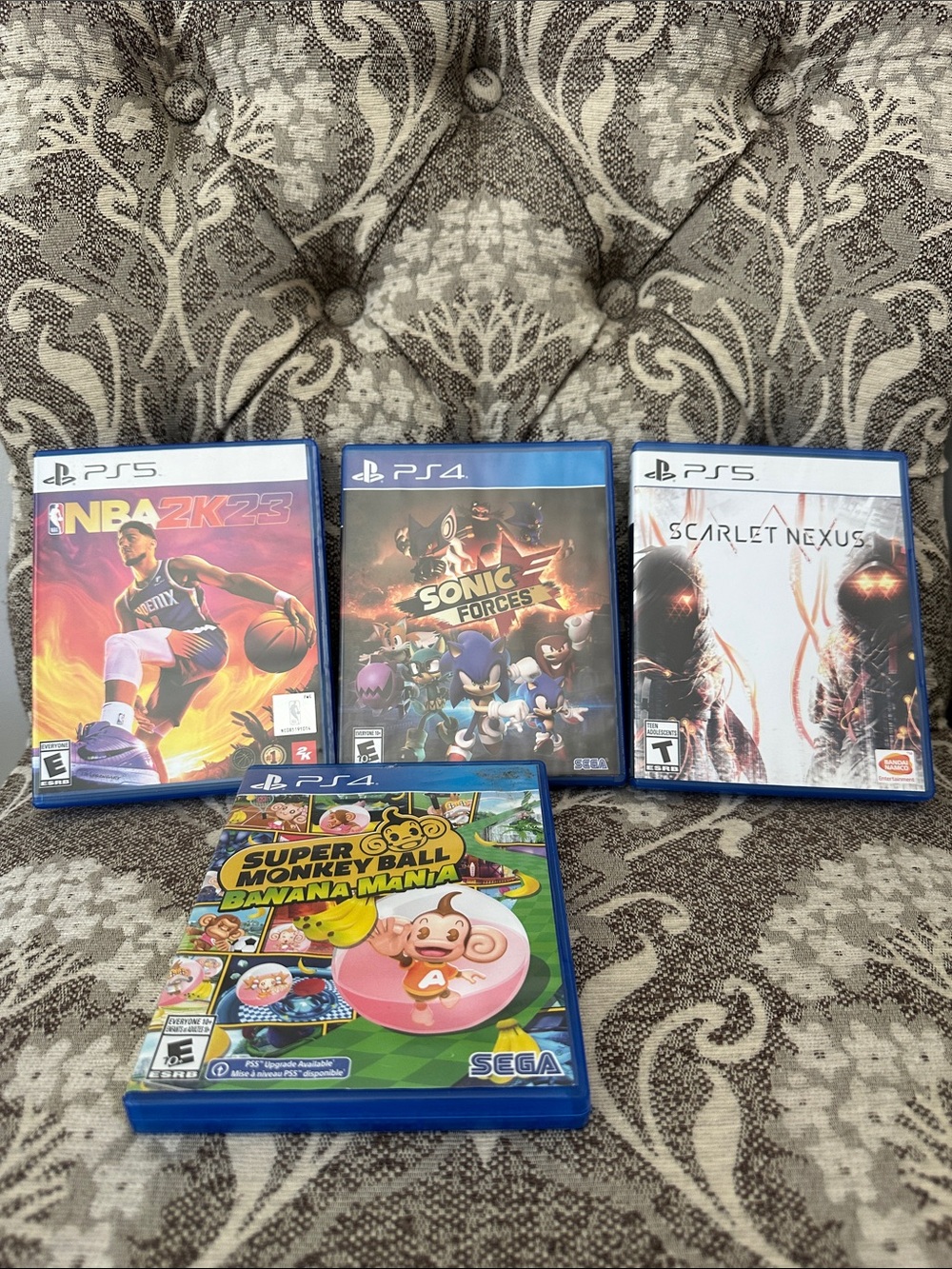 PlayStation Game Bundle NBA 2K23 Sonic Forces Scarlet Nexus Super Monkey